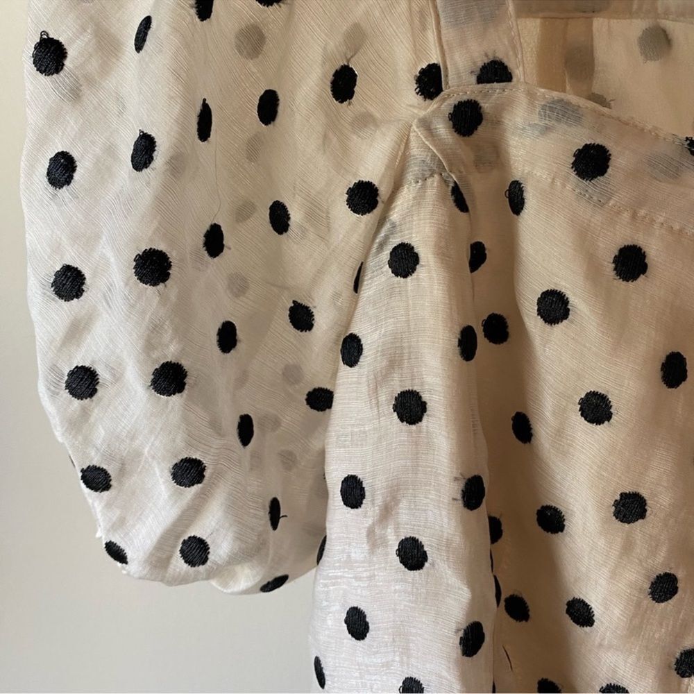 Madewel square neck embroidered polkadot top - Picture 3 of 8